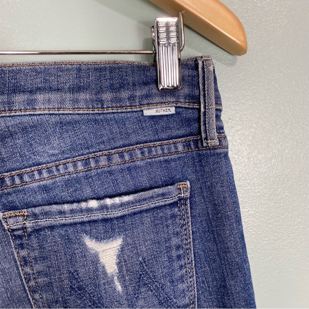 MOTHER Cropped Distressed Blue Jeans - Picture 5 of 8